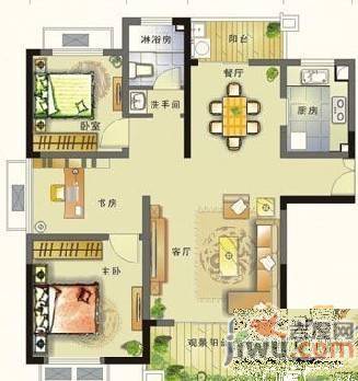 枫庐新天地2室2厅1卫110㎡户型图