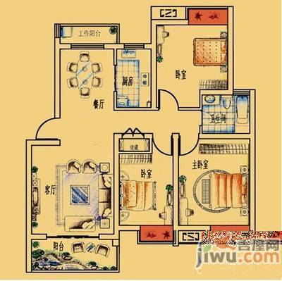 枫庐新天地2室2厅1卫110㎡户型图