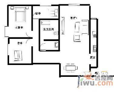 青山湖小区2室1厅1卫60㎡户型图