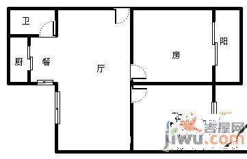 青山湖小区2室1厅1卫60㎡户型图