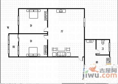 铁路九村2室1厅1卫89㎡户型图