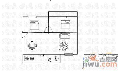 铁路九村2室1厅1卫89㎡户型图