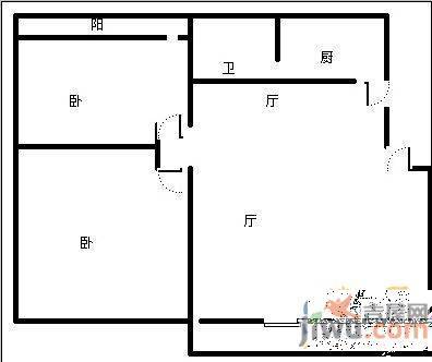 铁路九村2室1厅1卫89㎡户型图