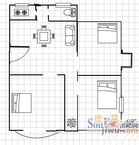 京山北区3室2厅1卫户型图