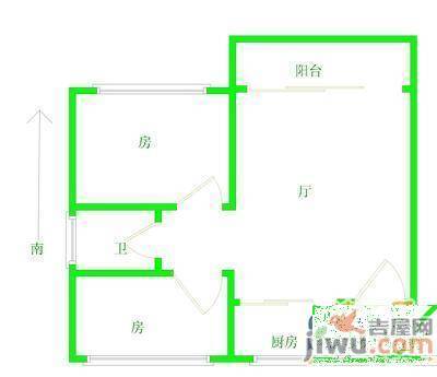 洪都三区2室1厅1卫48㎡户型图