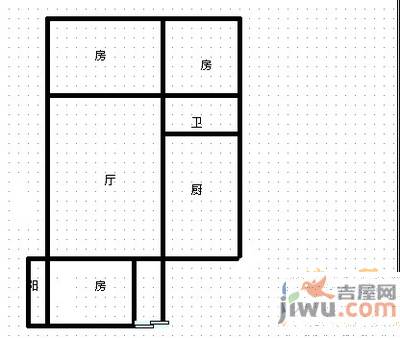 京山花园2室2厅1卫69㎡户型图