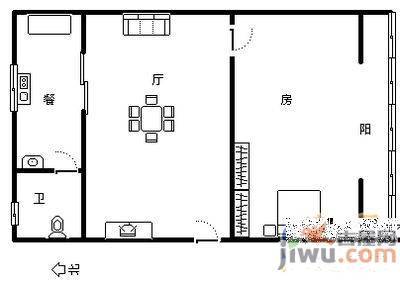 坝口巷2室1厅1卫49㎡户型图