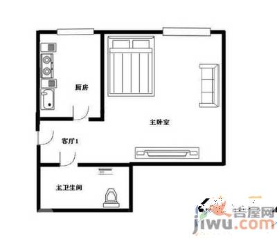 坝口巷2室1厅1卫49㎡户型图