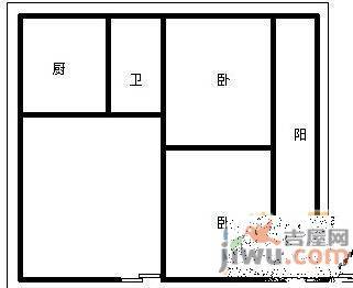 京山2室1厅1卫72㎡户型图