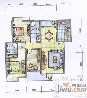 厚德花园3室2厅2卫140㎡户型图