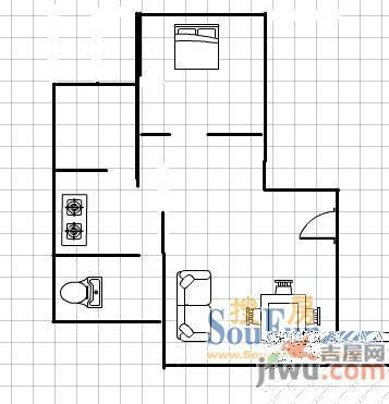 东方假日广场2室2厅1卫户型图