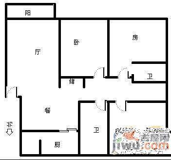 洪都八区2室1厅1卫53㎡户型图