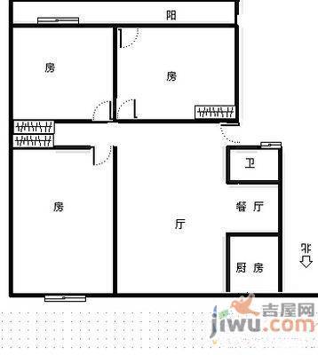 洪都八区2室1厅1卫53㎡户型图