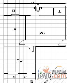 洪都八区2室1厅1卫53㎡户型图