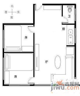 洪都八区2室1厅1卫53㎡户型图