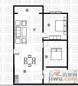 井冈山大道江东小区3室2厅1卫109㎡户型图