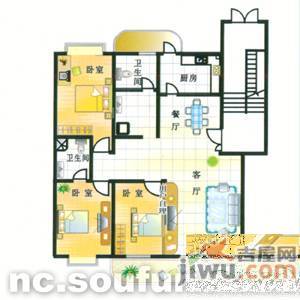 锦绣花园3室2厅2卫129㎡户型图