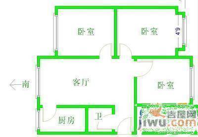 洪港小区2室1厅1卫89㎡户型图