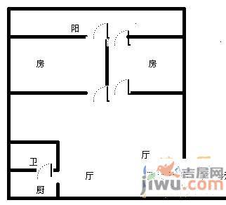 洪港小区2室1厅1卫89㎡户型图