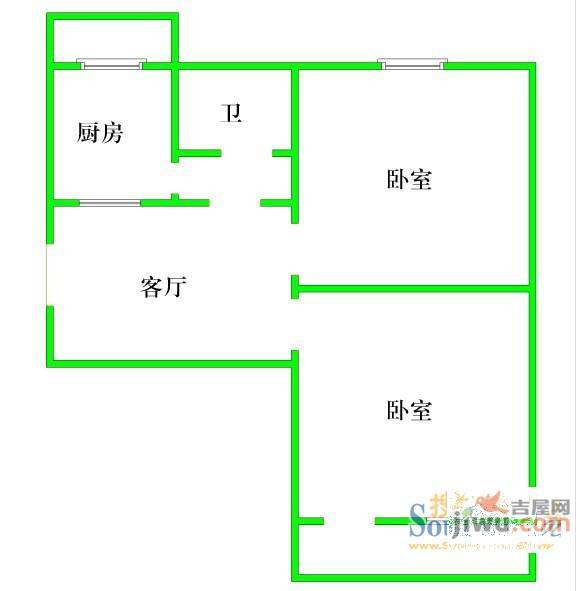 象山广场旁2室1厅1卫户型图