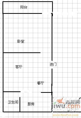 南京西路单位房1室1厅1卫户型图