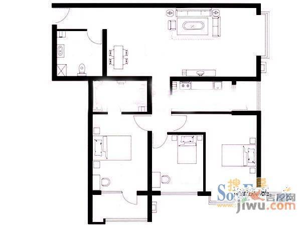 新竹小区3室2厅1卫户型图