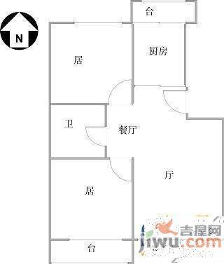 毛家园2室1厅1卫58㎡户型图