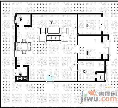 青山北路光明小区3室2厅1卫113㎡户型图