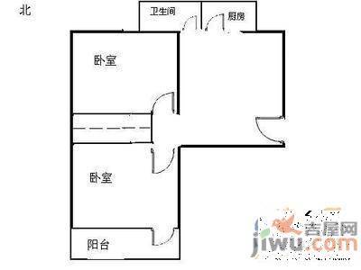 关马祠2室1厅1卫59㎡户型图