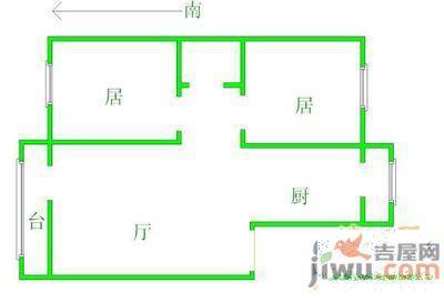 关马祠2室1厅1卫59㎡户型图