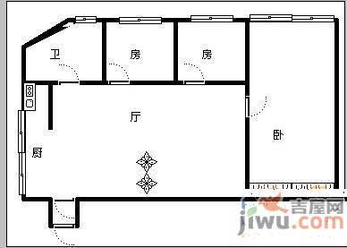 胜利路梧桐巷3室2厅1卫86㎡户型图