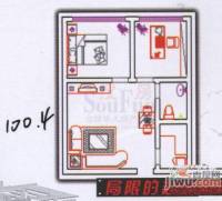 中产国际2室1厅1卫100.4㎡户型图