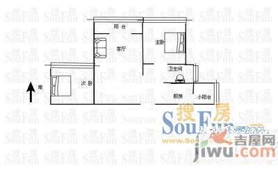 青山湖供电局宿舍2室2厅1卫81㎡户型图