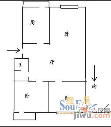 青山湖供电局宿舍2室2厅1卫81㎡户型图