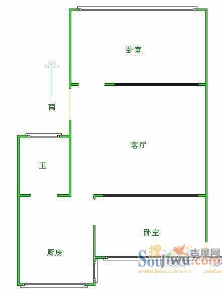 新城国际商都2室2厅1卫户型图