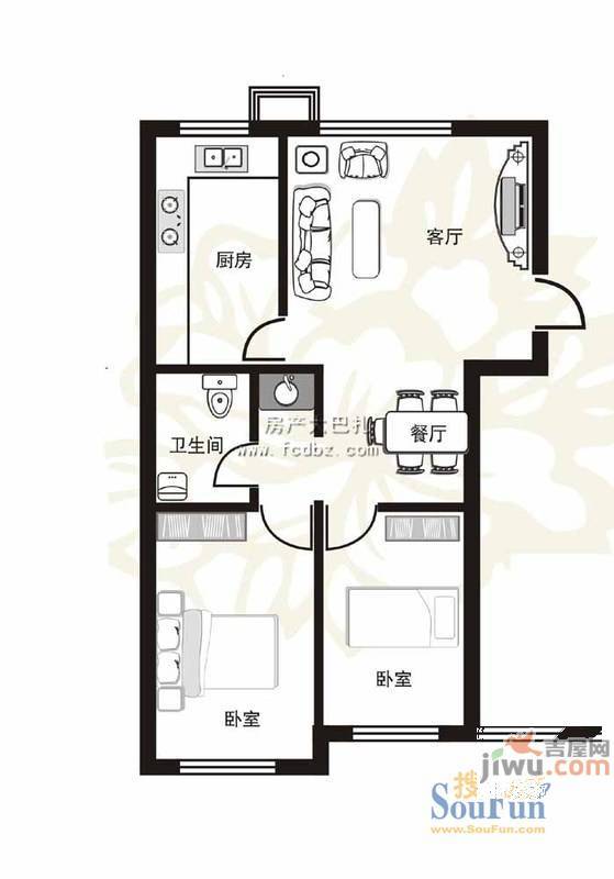 新城国际商都2室2厅1卫户型图