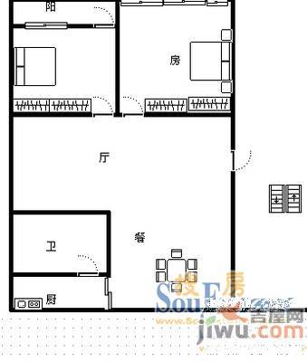 铁路一村2室1厅1卫户型图