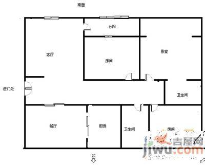 象湖威尼斯3室2厅1卫130㎡户型图