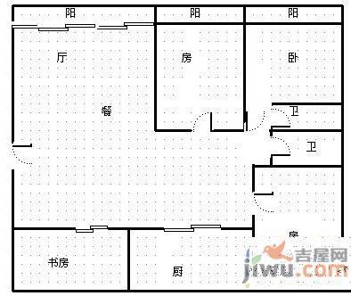 象湖威尼斯3室2厅1卫130㎡户型图