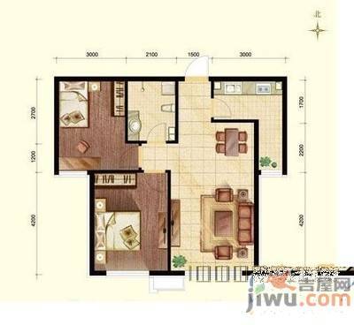 何坊西路京山小区2室1厅1卫88㎡户型图