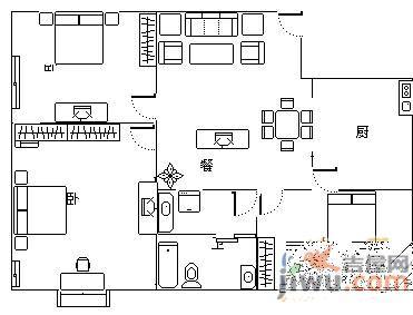 洛阳东路住宅小区3室2厅1卫122㎡户型图