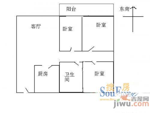 湾里保利半山国际2室2厅1卫户型图