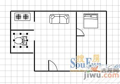 国会大厦1室1厅1卫户型图