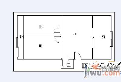 建设路小区2室1厅1卫55㎡户型图