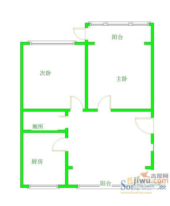 桃苑大厦2室2厅1卫83㎡户型图