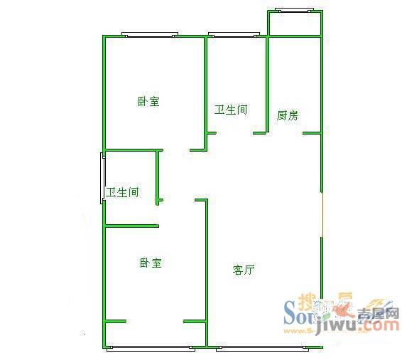 桃苑大厦2室2厅1卫83㎡户型图