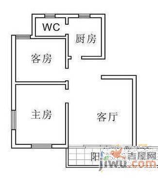 铁路六村2室1厅1卫59㎡户型图