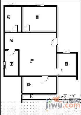 广润门二区3室2厅1卫72㎡户型图