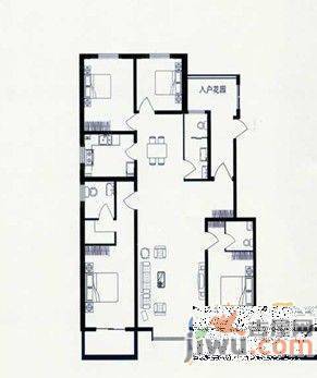 美罗江畔3室2厅1卫106㎡户型图