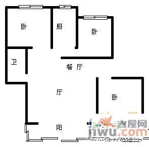 美罗江畔3室2厅1卫106㎡户型图